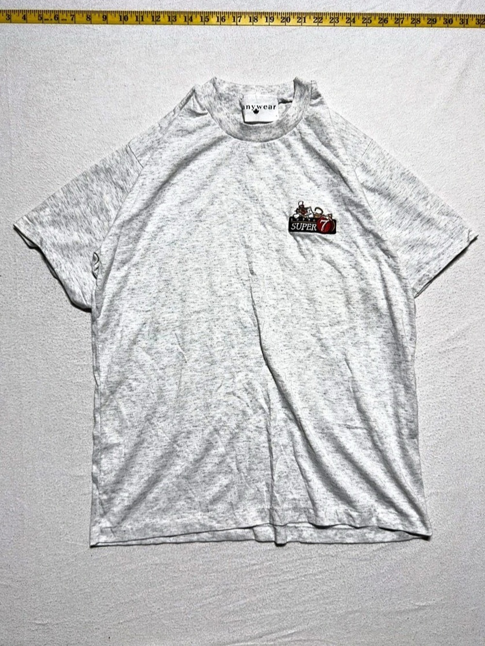 Vintage 1980s anywear Super7 lotto Graphic Short Sleeve Tee Gray Size Large